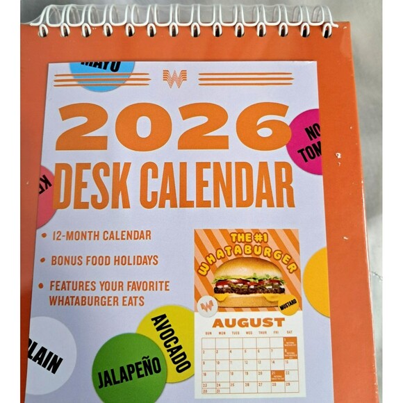New 2026 Whataburger Orange Calendar for Desk Display 10x5 - Picture 5 of 5